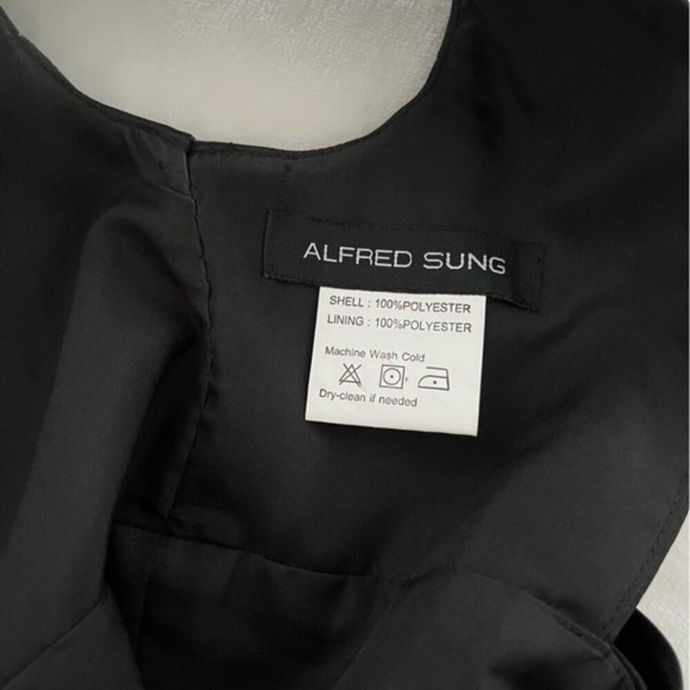 Alfred Sung Black Bridesmaid Cocktail Length Dress Style D660, Size 2 - Picture 8 of 13